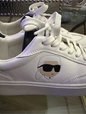 Karl Lagerfeld  White Sneakers with Karl Cartoon Patch